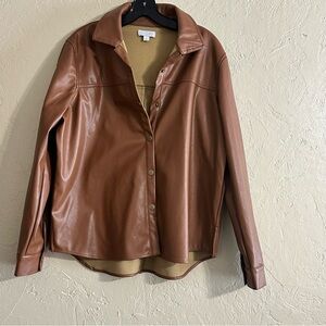 Brown Faux Leather Jacket-mud pie small